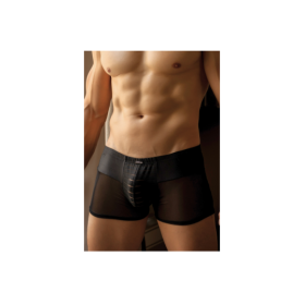 Boxer noir rayé opaque et transparent 